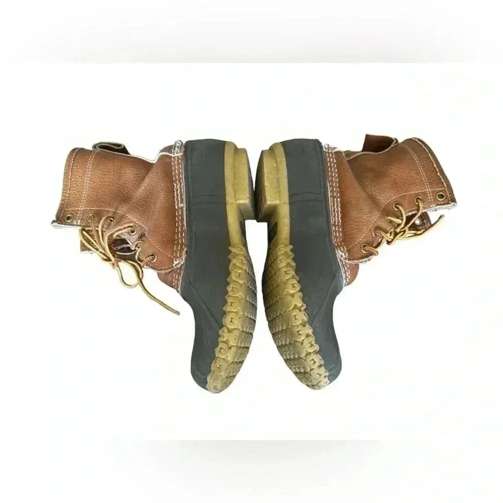 L.L. Bean Leather Bean Boots Womens 7 Brown Black  Duck Boots Lace Up